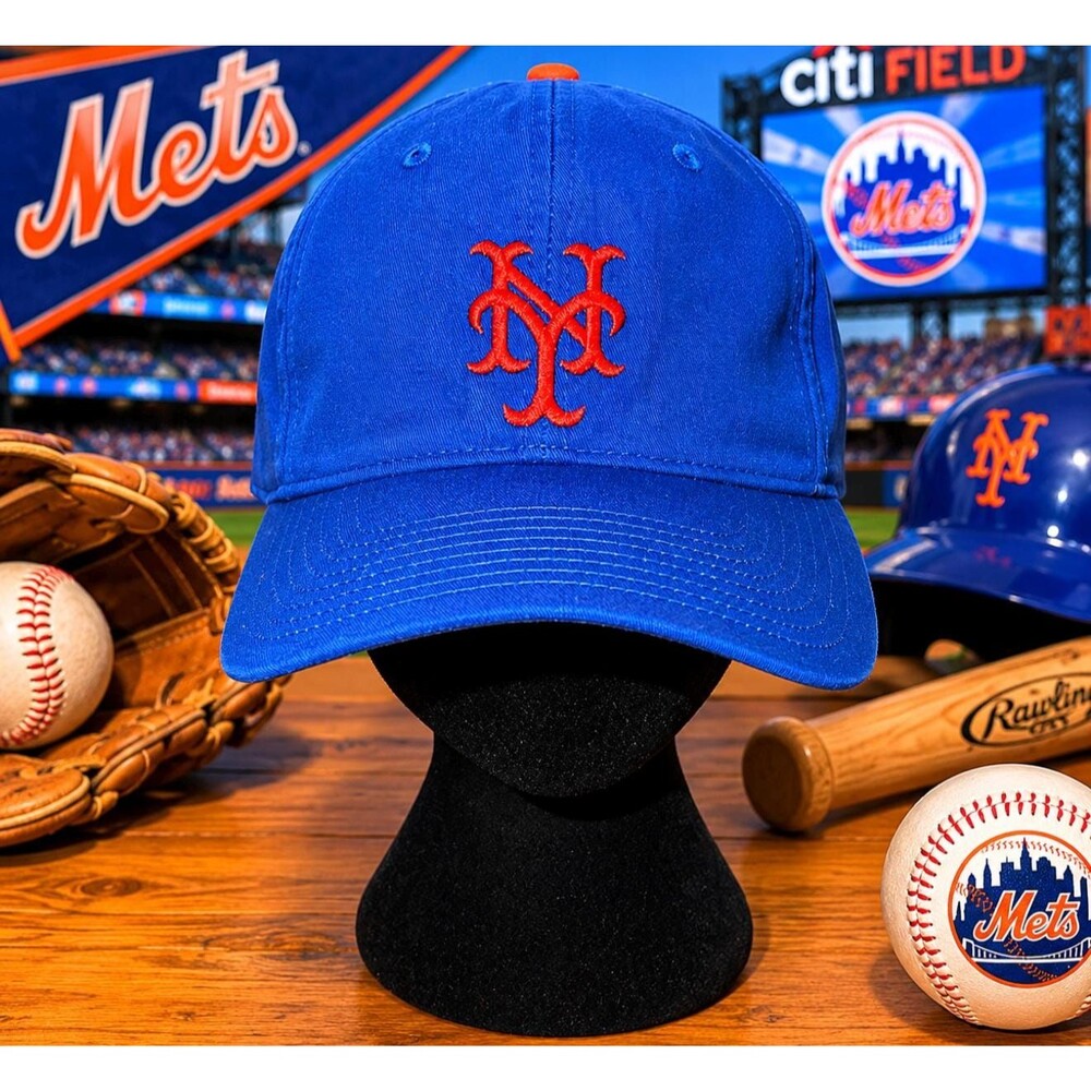 Vintage New York Mets Snapback Hat Blue/Orange MLB Genuine Adjustable Cap